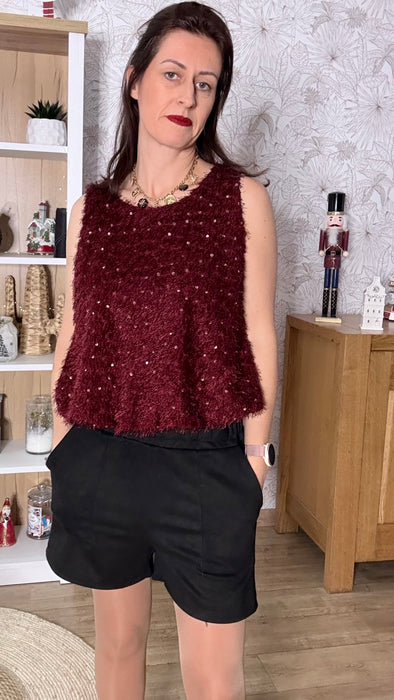 debardeur fluffy bordeaux