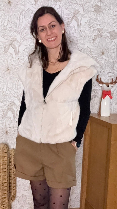 gilet fourrure Leane écru