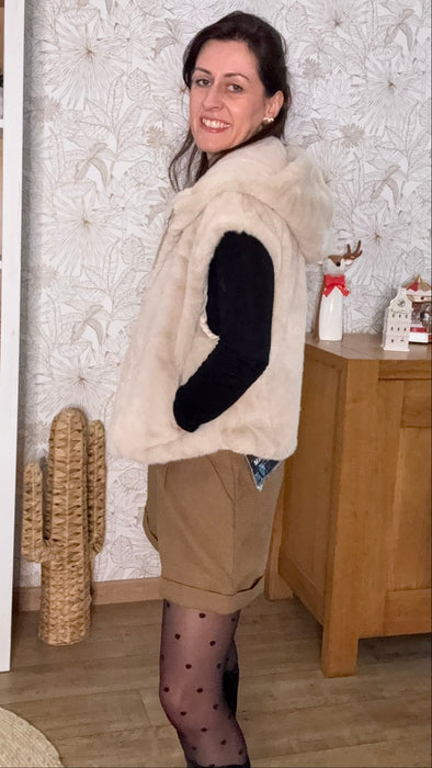 gilet fourrure Leane beige