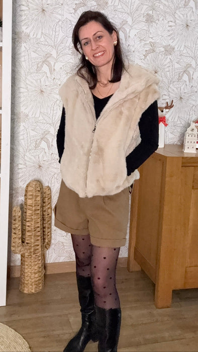 gilet fourrure Leane beige