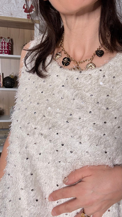 debardeur fluffy blanc