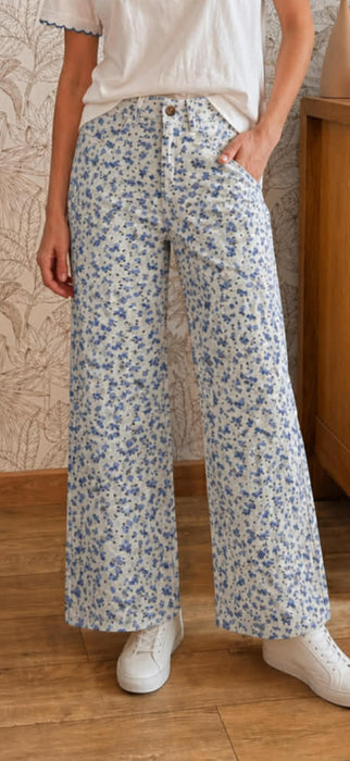 Pantalon flora bleu