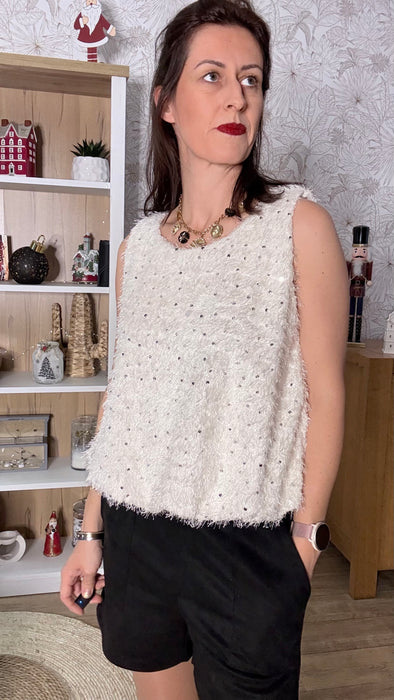 debardeur fluffy blanc