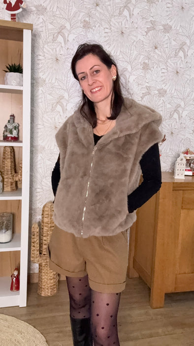 gilet fourrure Leane taupe