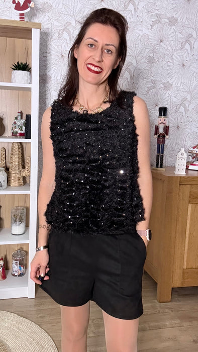 debardeur fluffy noir