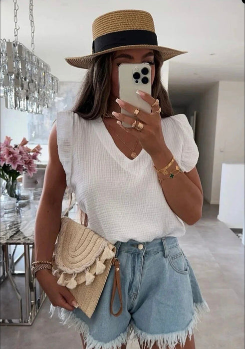 Blouse en gaze de coton blanc