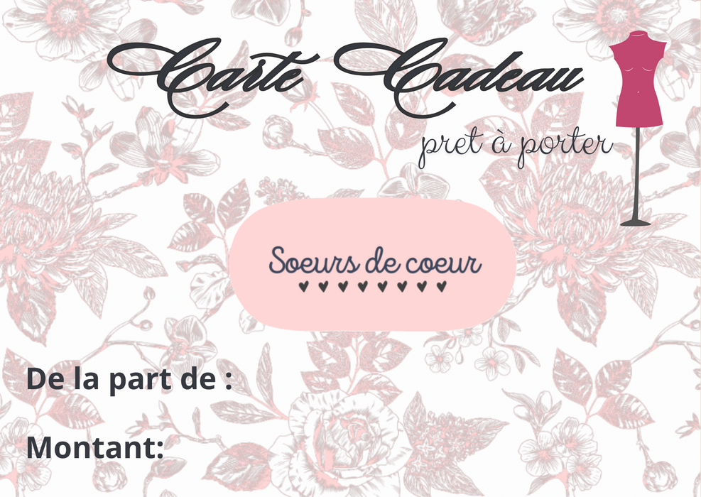 Carte-cadeau soeurs de coeur