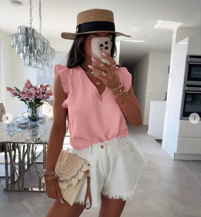 Blouse en gaze de coton rose