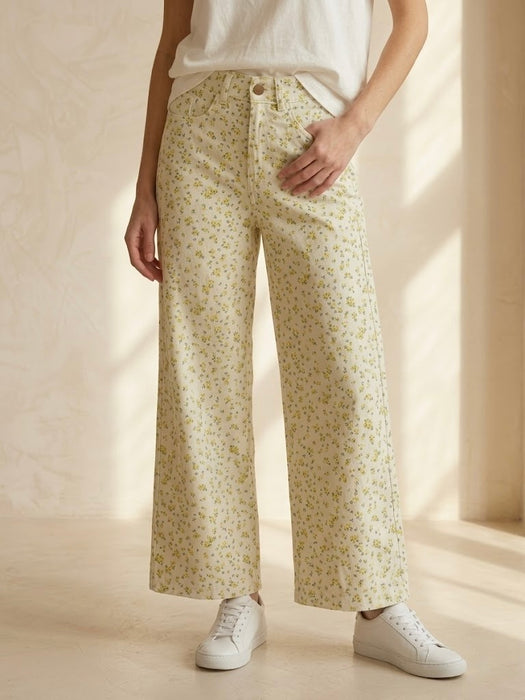 Pantalon flora jaune