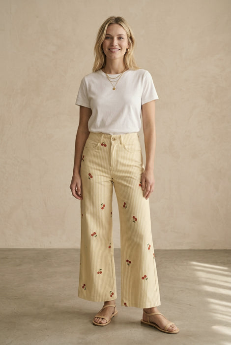 pantalon cerises jaune
