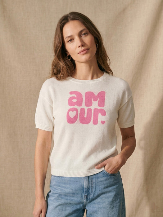Pull Amour blanc/ rose